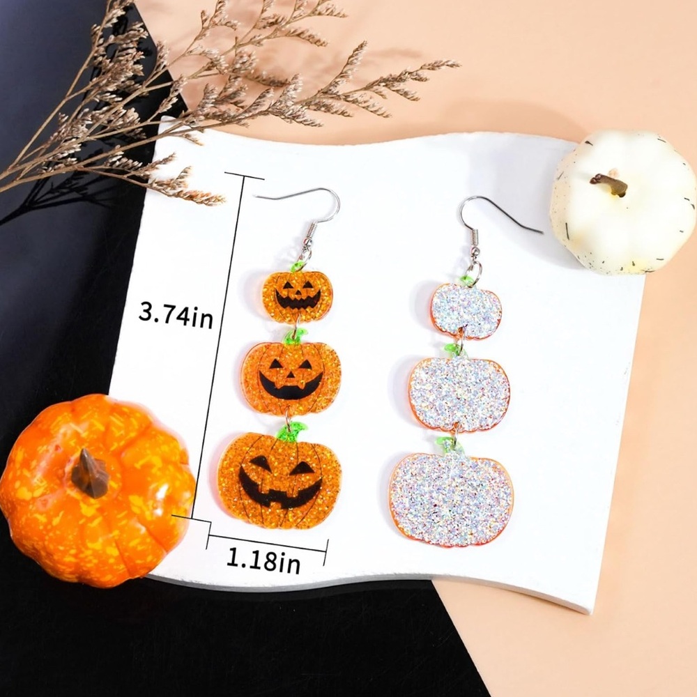 Pumpkin Dangle Earrings - Picture 6 of 7